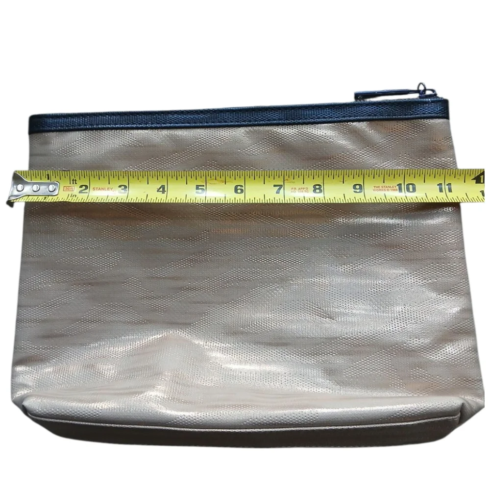 Lancome Silver Cosmetic‎ Bag with Blue Zipper